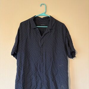 Men's Dark Blue Patterned Casual Shirt